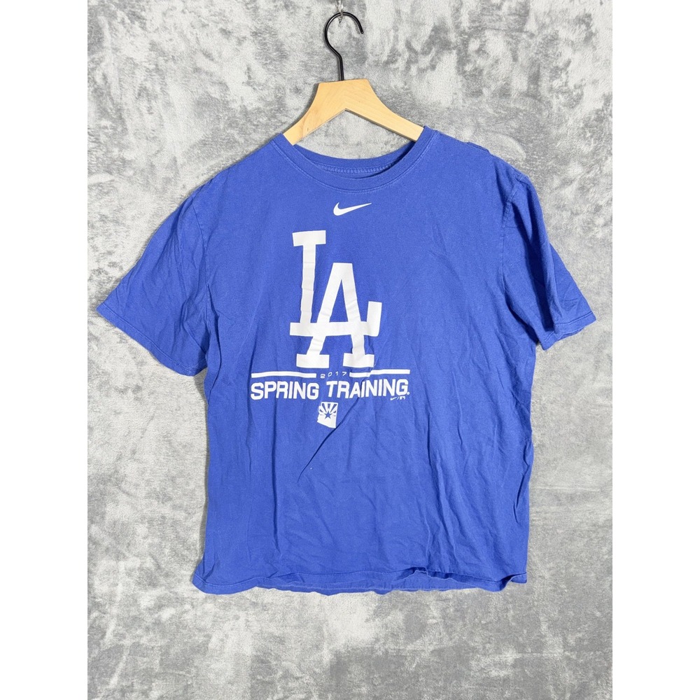 Nike Mens T-Shirt XL Blue LA Dodgers Spring Training 2017 Athletic Cut Short